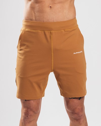 Alphalete 4-Way Stretch 8" Krátké Camel | 09364MCUH