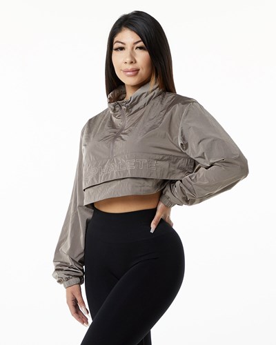 Alphalete All-Purpose Crop Jacket Hnědé | 75649IHVN