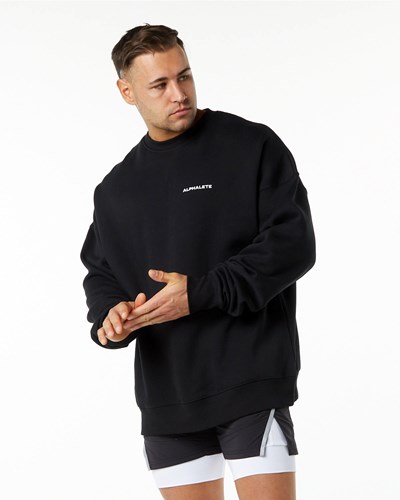 Alphalete Brushed Fleece Crewneck Svetrové Černé | 64730WTGY