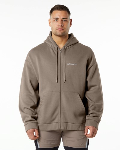 Alphalete Brushed Fleece Full-Zip Hoodie Mocha | 15084BNPI