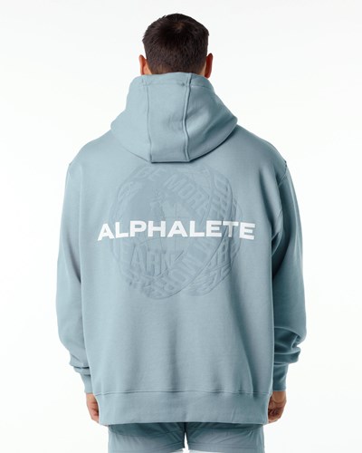 Alphalete Brushed Fleece Grafická Hoodie Blankyt | 27859HSKY