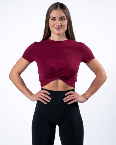 Alphalete Cropped Premium Krátké Sleeve Červené | 91406AJRN