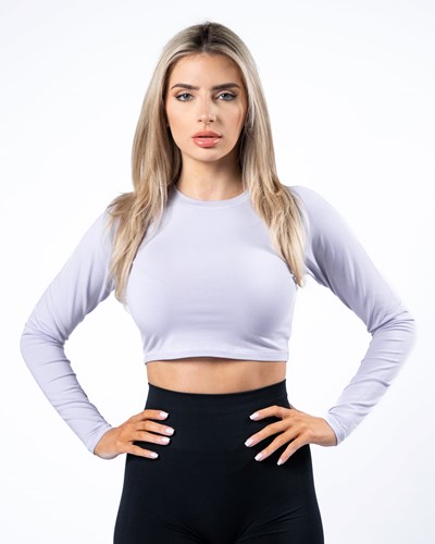 Alphalete Cropped Premium Long Sleeve Lilac Haze | 13905LXGA