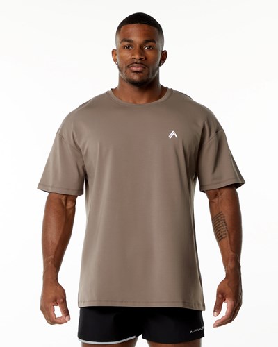 Alphalete Drop Shoulder Tee Mocha | 81305XRTC