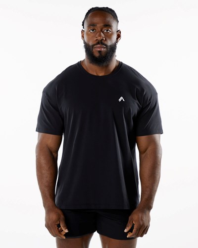 Alphalete Drop Shoulder Tee Černé | 76853QAEF