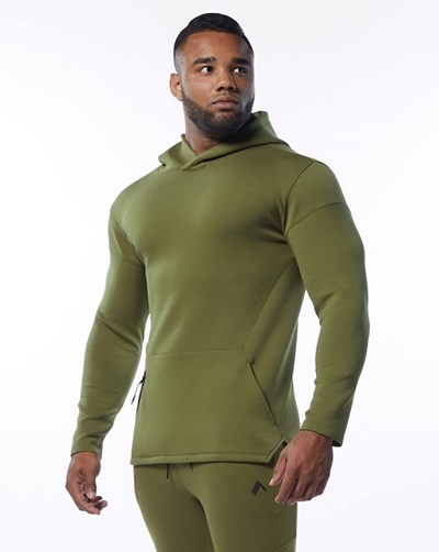 Alphalete Fitted Interlock Knit Hoodie Olivy Zelené | 42587OICN