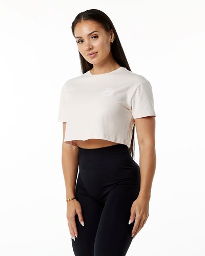 Alphalete Fitted Performance Krátké Sleeve Crop Blush | 93261DZBE