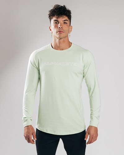 Alphalete Fitted Performance Long Sleeve Frozen Spring | 81406WSUH