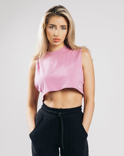 Alphalete Heavy Bavlněné Cropped Cutoff Růžové | 26380SBPD