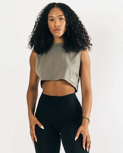 Alphalete Heavy Bavlněné Cropped Cutoff Concrete | 58321SMOA