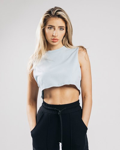 Alphalete Heavy Bavlněné Cropped Cutoff Blankyt | 67491VBJP