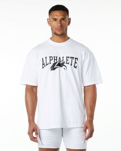 Alphalete Heavyweight Oversized Tee Bílé Černé | 83524HSPT