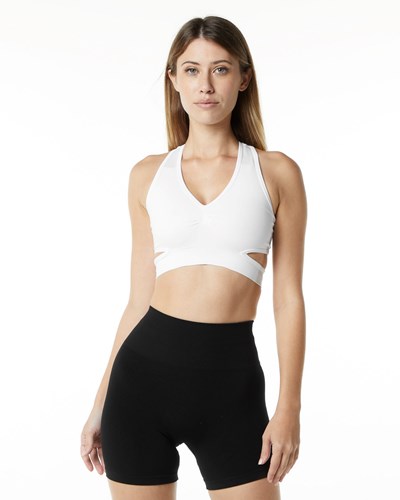 Alphalete High-Impact Seamless Sports Bra Bílé | 63802QHNF