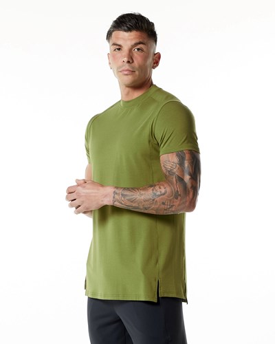 Alphalete High-Neck Premium Krátké Sleeve Tee Zelene | 90235GTPU