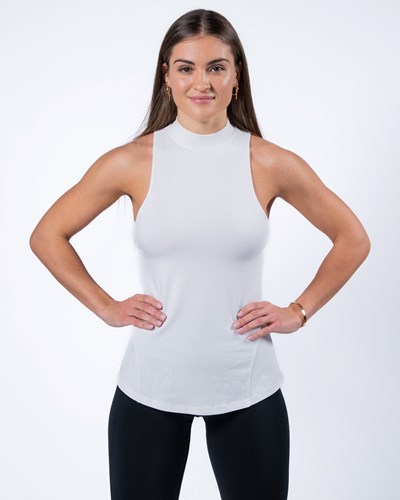 Alphalete High-Neck Premium Tank Bílé | 15693AGWM