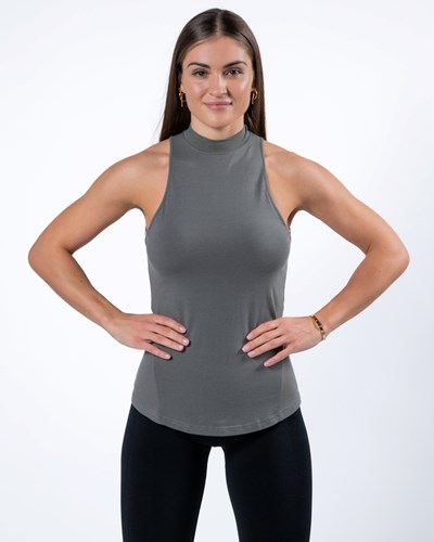 Alphalete High-Neck Premium Tank Šedé | 73628OGEI