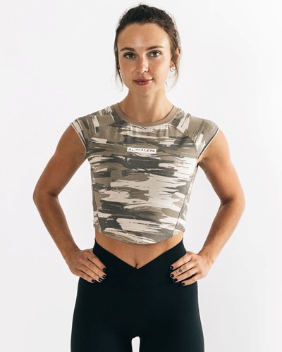 Alphalete High Performance Krátké Sleeve Crop Tee Maskáčové | 78432UTXE