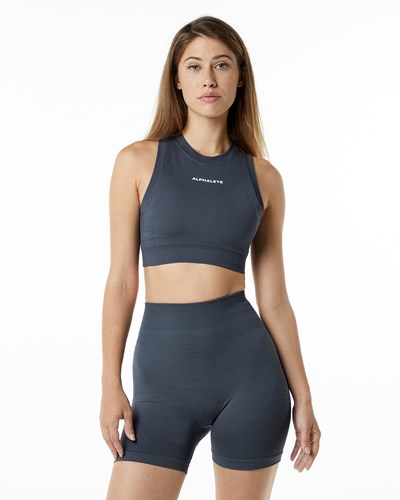 Alphalete High Performance Seamless Crop Bra Carbon | 45092TUXY