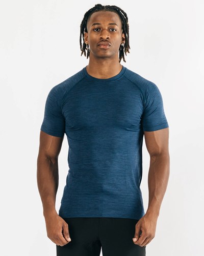 Alphalete High Performance Seamless Krátké Sleeve Tee Tmavě Blankyt | 91683ZMBN