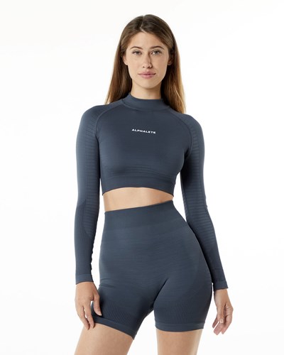 Alphalete High Performance Seamless Long Sleeve Tee Carbon | 26170VCOX