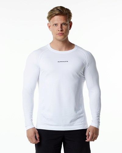 Alphalete High Performance Seamless Long Sleeve Tee Bílé | 74569IWKA