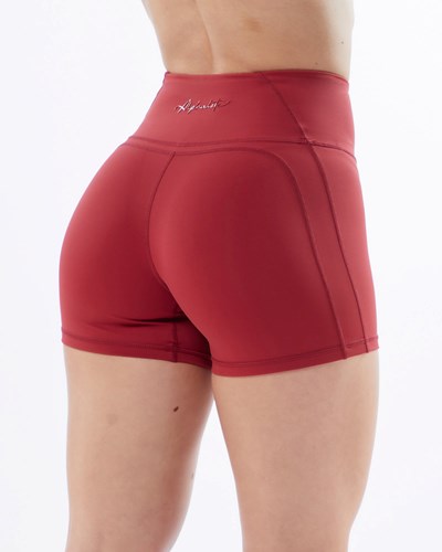 Alphalete High-Waisted Medium Compression 4" Krátké Červené | 83964NPHJ