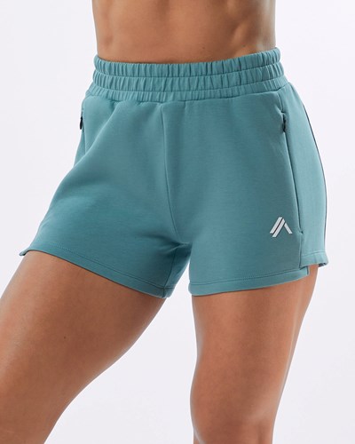 Alphalete Interlock Knit 3.5" Krátké Teal | 05279HIQN