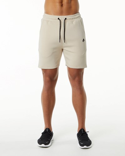 Alphalete Interlock Knit 6" Krátké Vanilla | 84639BLIZ