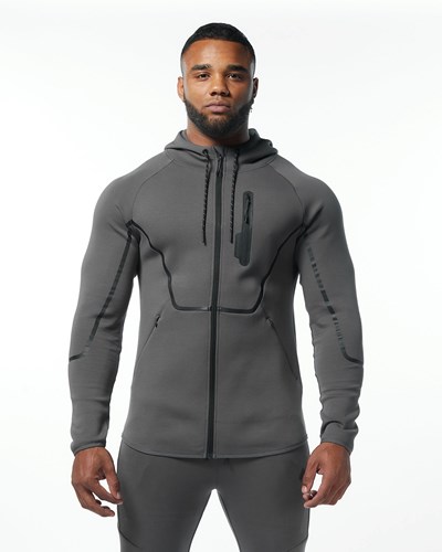 Alphalete Interlock Knit Full-Zip Hoodie Charcoal | 28634VHDB