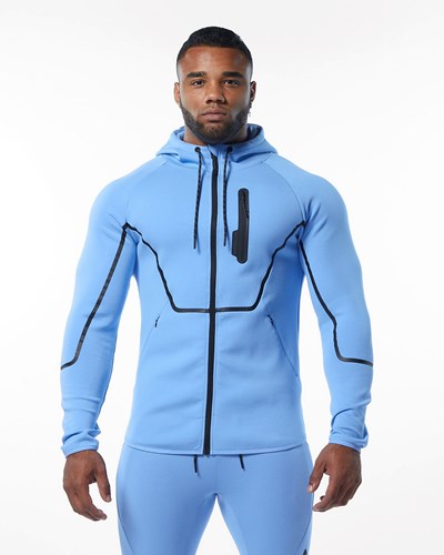 Alphalete Interlock Knit Full-Zip Hoodie Světle Blankyt | 87349JUET