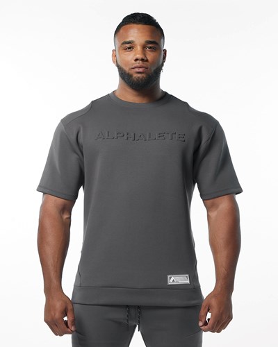 Alphalete Interlock Knit Pullover Charcoal | 21807BLOF