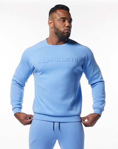 Alphalete Interlock Knit Pullover Světle Blankyt | 43706JBOM