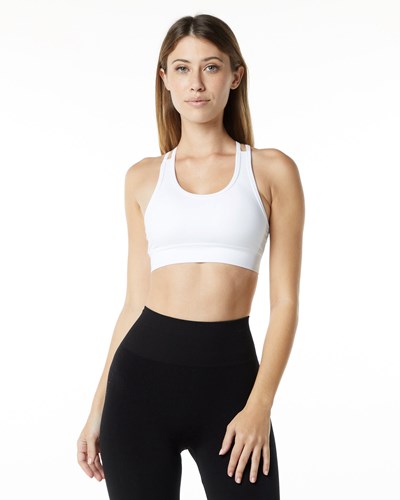 Alphalete Medium-Impact Seamless Sports Bra Bílé | 56410ZTIV