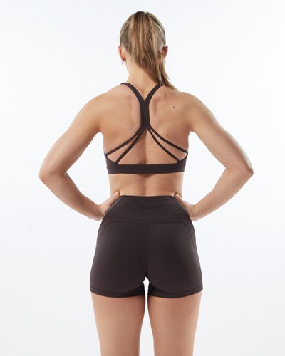 Alphalete Medium-Support Páskové Open Back Sports Bra Šedé | 30548ABVE