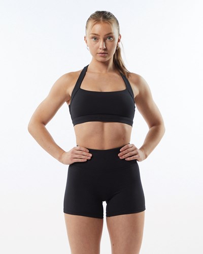 Alphalete Medium-Support Racer Back Sports Bra Blackout | 82763JLDO