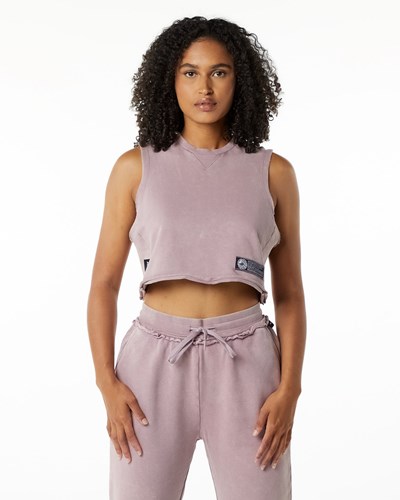 Alphalete Mid-Weight Washed Terry Crop Cutoff Růžové | 94832BORE