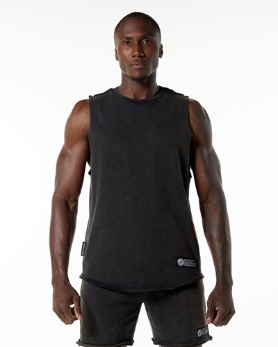 Alphalete Mid-Weight Washed Terry Cutoff Onyx | 71460XDUR