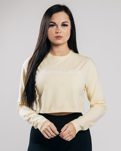 Alphalete Oversized Performance Long Sleeve Crop Sea Salt | 39867ZKQV