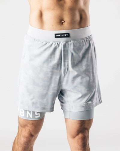 Alphalete Podšité Woven 4-Way Stretch 5" Krátké Stříbrné | 83759WXCE