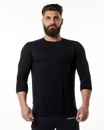 Alphalete Premium 3/4 Sleeve Tee Černé | 87359MIPU