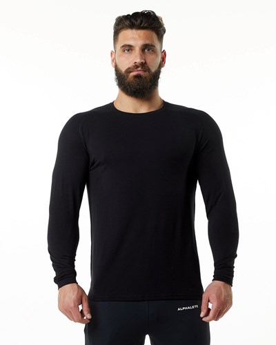 Alphalete Premium Epaulette Long Sleeve Tee Černé | 51927BGOP