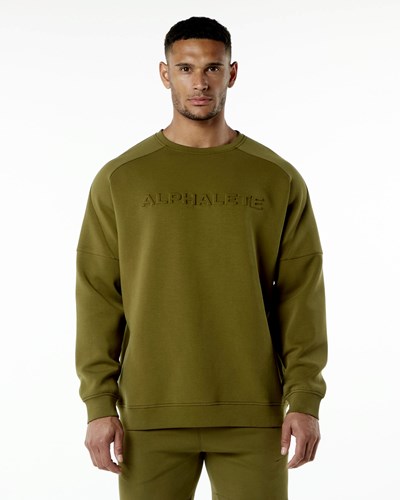 Alphalete Relaxed Interlock Knit Pullover Moss | 05741OFCP