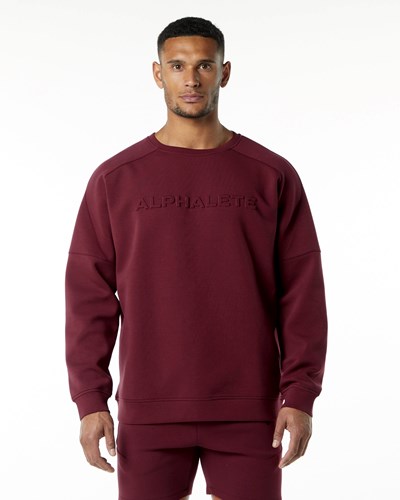 Alphalete Relaxed Interlock Knit Pullover Vínové | 49675LSGQ