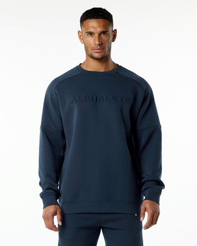 Alphalete Relaxed Interlock Knit Pullover Tmavě Blankyt | 73265OBKW