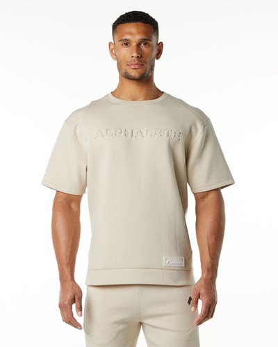 Alphalete Relaxed Interlock Knit Pullover Vanilla | 82061YPGK