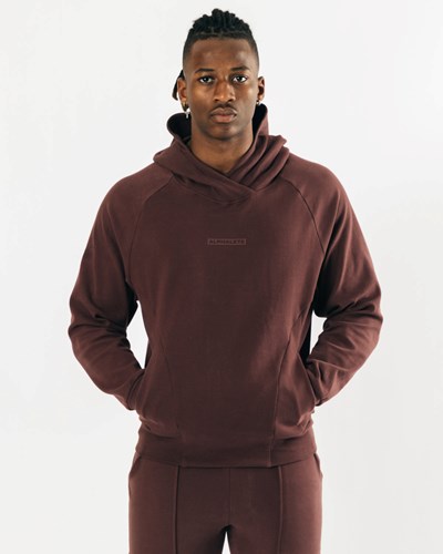 Alphalete Relaxed Single-Brushed Pullover Hoodie Mahogany | 50891BYJO