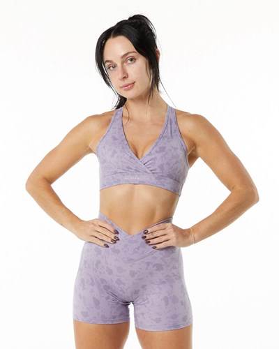 Alphalete Single Brushed Bra Pebble Print Misty Lilac | 56908MBSL