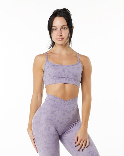 Alphalete Single Brushed Bra Pebble Print Misty Lilac | 83547JGXM