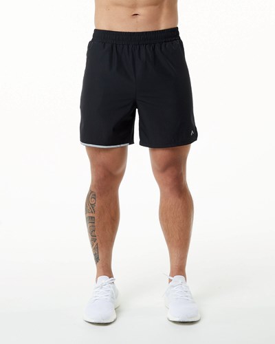 Alphalete Woven 4-Way Stretch 5" Krátké Černé | 06481VNBS