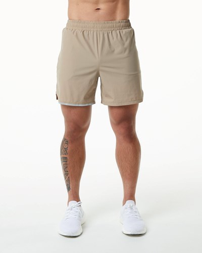 Alphalete Woven 4-Way Stretch 5" Krátké Tan | 61253JBOY